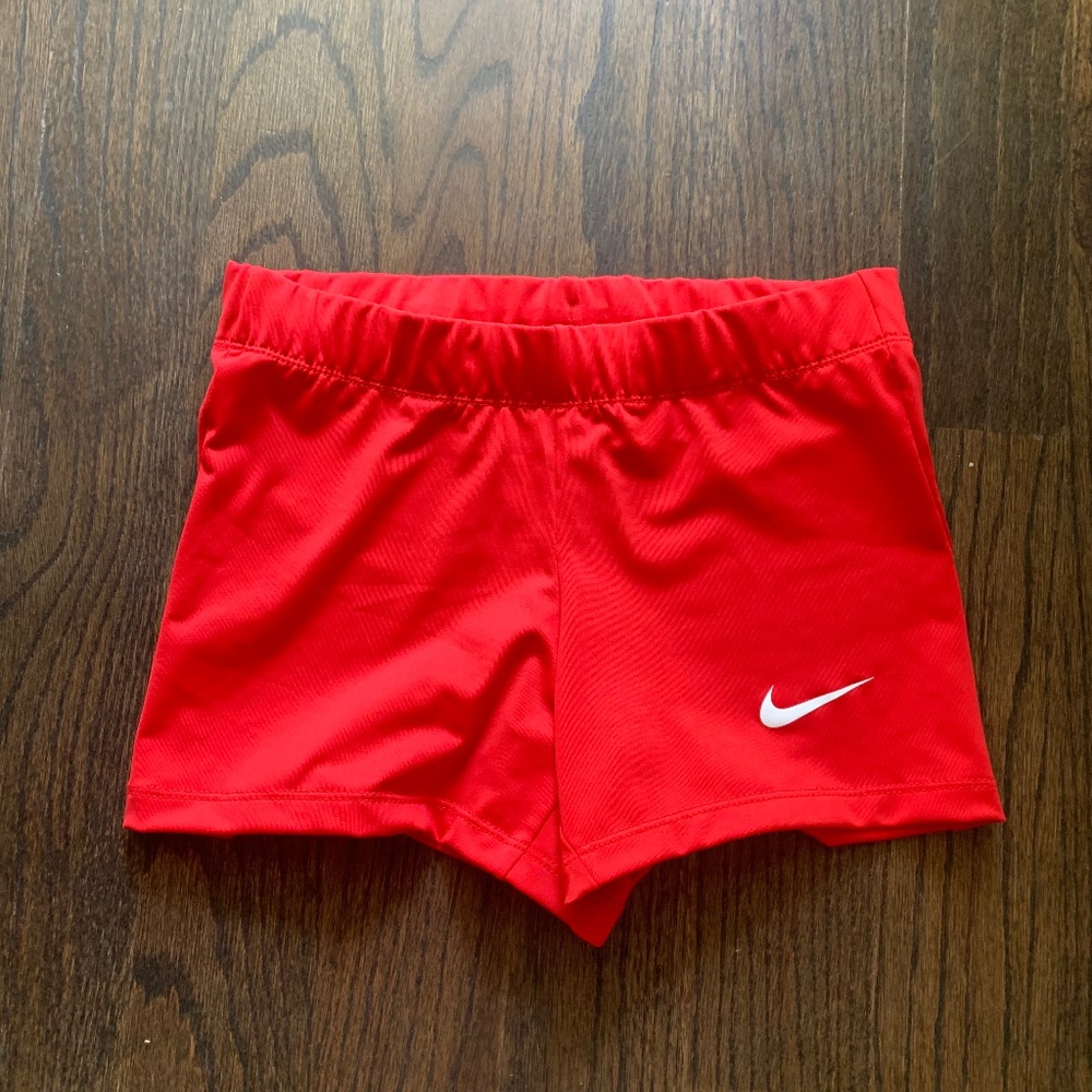 Women's red athletic shorts